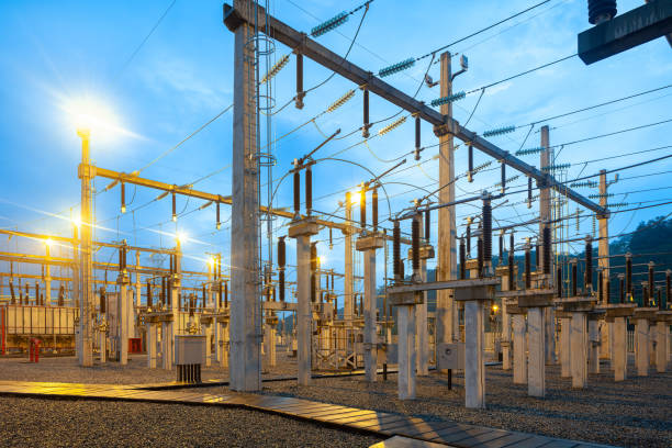 istock Electric substation at dusk 2166651326