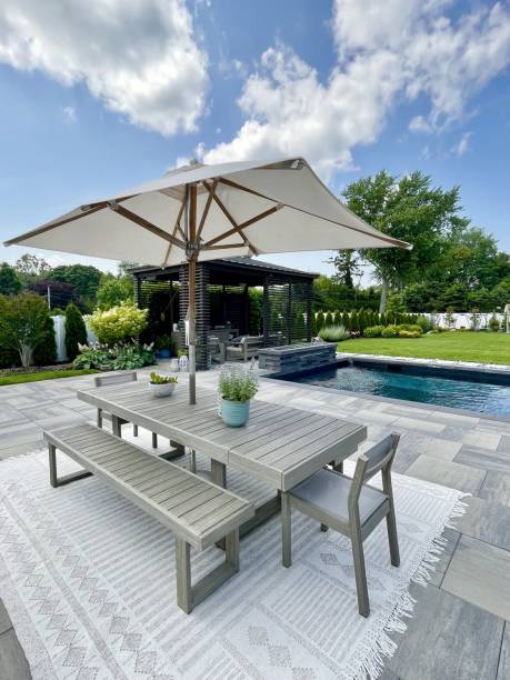 istock Gorgeous modern backyard, perfect design and aesthetics 2166652653