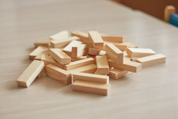 istock of wooden blocks is a game on the table 2166660399