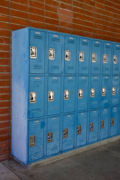 Hallway and lockers in a empty school.