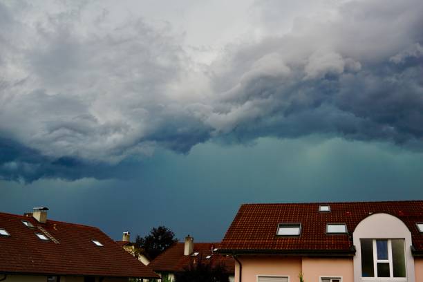 istock Bad weather in Germany. Storm clouds before the rain. Black clouds before the storm. Dramatic sky before the rain. 2166668265