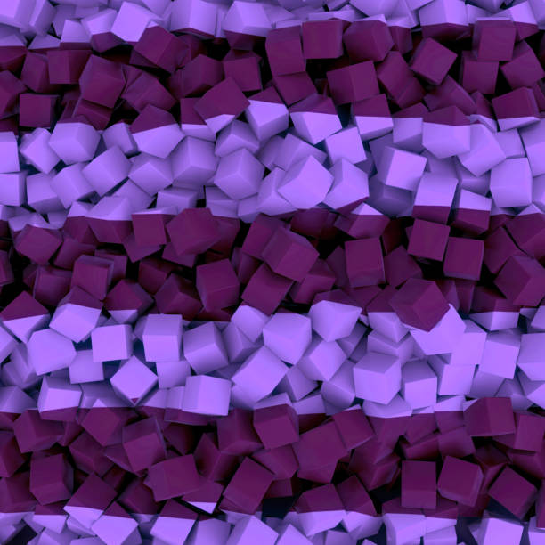 istock Digital illustration of a striped pattern, consisting of many small chaotically scattered cubes. 3d rendering 2166672980