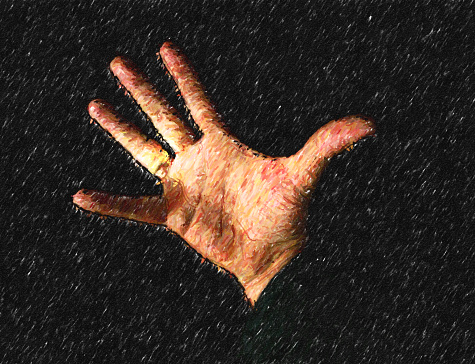 Hand Stop Background Hand Making Stop Sign Gesture On Dark Background Stock Illustration ...