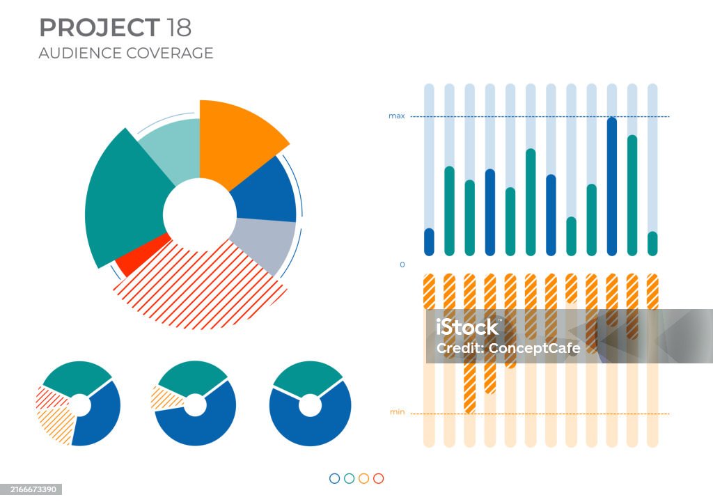 Coverage Audience Data Charts In Color Vector Elements Charts Stock ...