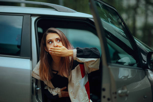 istock Car Passenger Suffering from Severe Motion Sickness 2166674077