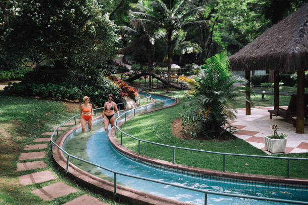 A guest of a luxury tourist resort jumped into the pool and made a big splash