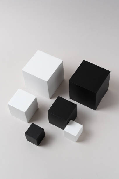 istock Product Presentation Scene made with Minimalist Black and White Cubes on Neutral Background. Vertical photography. 2166682438