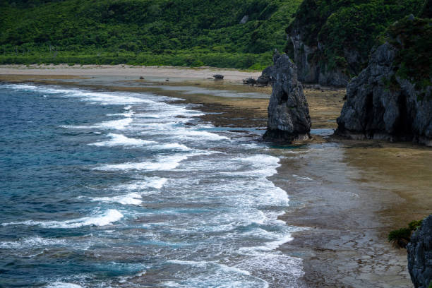 Coastal landscape at Cape Hedo in Okinawa, Japan in the summer