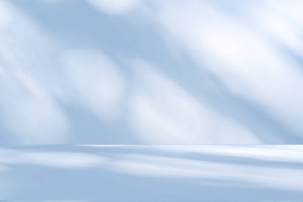 istock Studio style background wall decoration presentation uses white and blue tones. with shadows cast from a nearby window, concept creating a decorative 2166694745