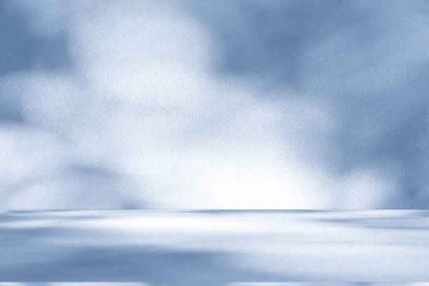 Studio style background wall decoration presentation uses white and blue tones. with shadows cast from a nearby window, concept creating a decorative
