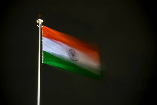 Close up of Indian flag isolated on white background. conceptual image for independence day. Top view