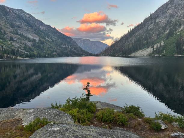 Pink Sunset at a Montana Mountain Lake