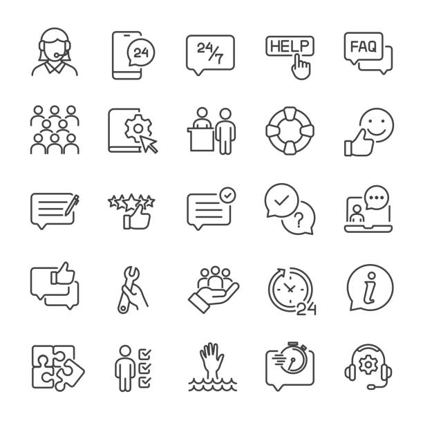 stockillustraties, clipart, cartoons en iconen met support thin line icons. editable stroke collection. for website marketing design, logo, app, template, ui, etc. vector illustration. - klagen