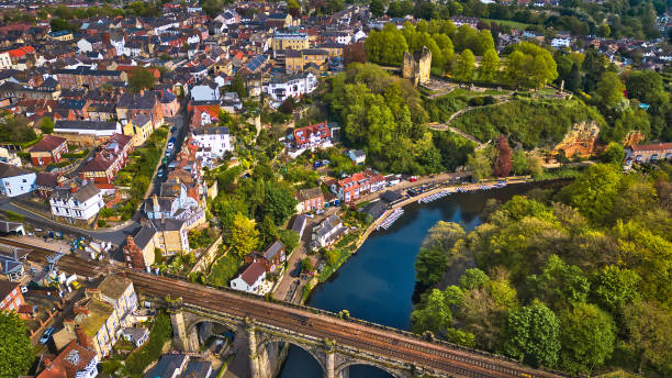istock Charming Riverside Town from Above in Knaresborough, Yorkshire 2166698430