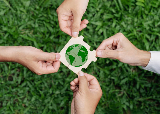 istock Group of volunteers help solve environmental problems. global teamwork and business. World environment day. 2166702269