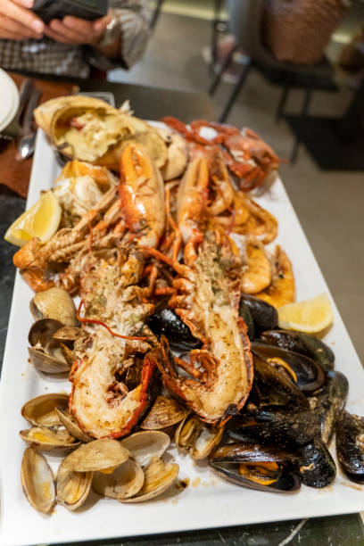 istock Mariscada grilled seafood plate in restaurant Spain 2166702530