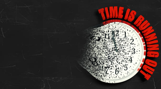Vertical 3d artwork collage of hand show index finger countdown clock expire limit time schedule management early morning.