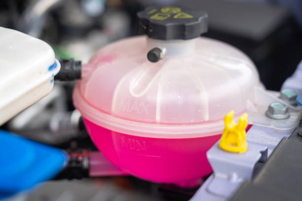 istock A car's engine coolant water bottle. 2166705228