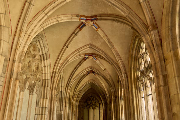 Columns of the Gothic cloister, old cathedral of Lleida, Catalonia