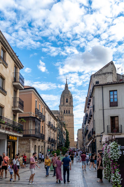 Crowded street in Salamanca, Spain