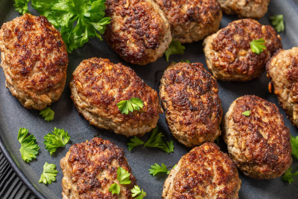 istock frikadeller, danish meatballs on a plate, top view 2166709150