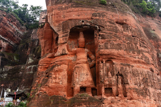 istock Small side statue next to the Leshan Giant Buddha in Sichuan, China 2166709416