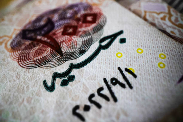 200 Egyptian Pounds banknote close-up.