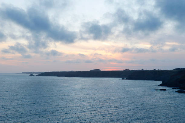 Magnificent sunset on the shores of belle-ile en mer
