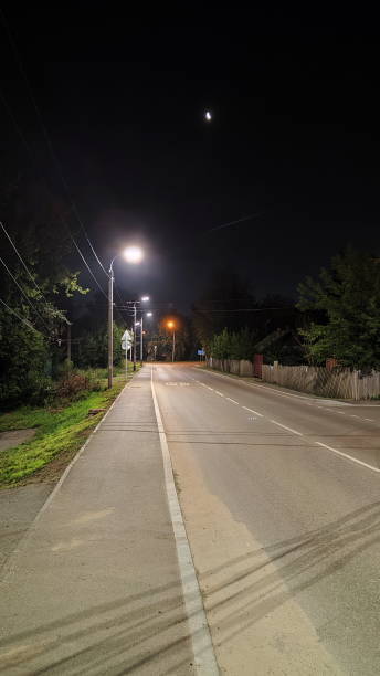 istock Night Empty Street in the Small City 2166715861