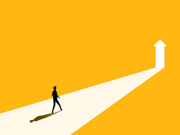istock New Growth. Businessman walks out the door arrow grows 2166723715