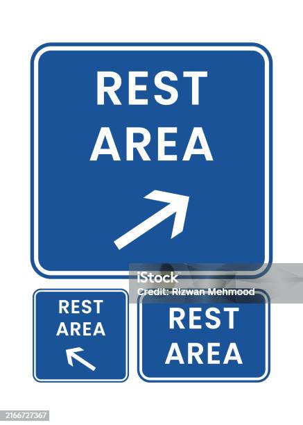 Designated Rest Area Sign Rest Area Sign Label Left Right Arrows Poster Signage Vector Stock ...