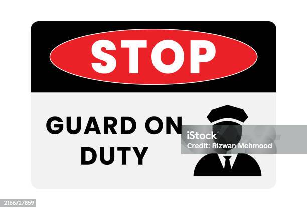 Point Guard Signs Stop Guard On Duty Sign Warning Label Security Notice Poster Vector ...