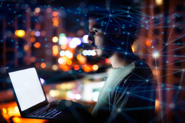 istock Man Working on Laptop with Abstract Digital Connections 2166729114