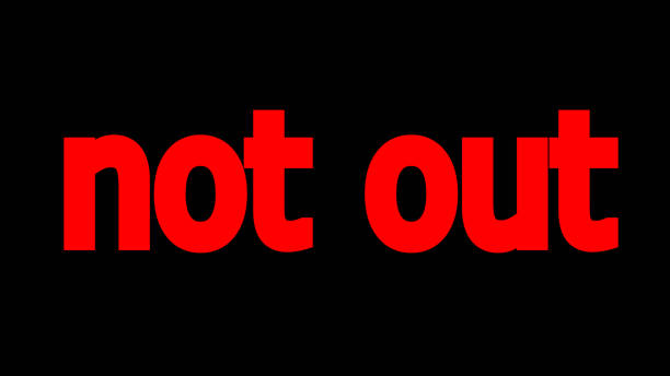 istock NOT OUT red color cricket sign. logo design with black background.3d illustration 2166733202