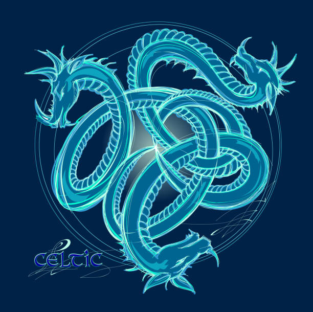istock Triple trickle Celtic spiral ornament with green dragons. Ancient Irish symbol. Ethnic magic sign. Old triskelion vintage. Print for logo, icon, coin, tattoo. Swirl decoration. Vector illustration. 2166737748