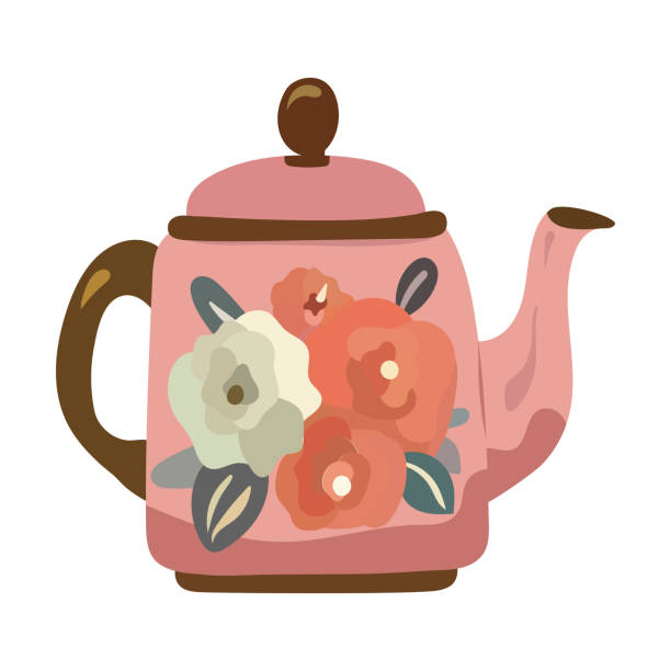 istock Cute indie pink vintage flower teapot 2166738793