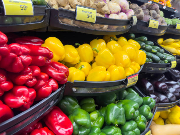 istock Supermarket vegetable stands 2166740345