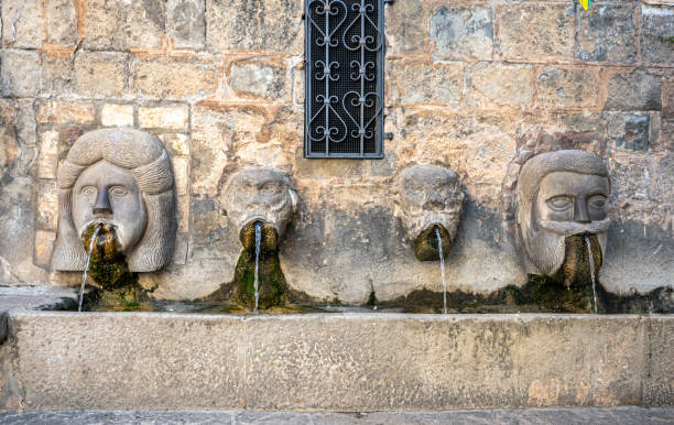 Old healing Thermal Water Fountain in Mill Colonnade, Karlovy Vary, Czech Republic