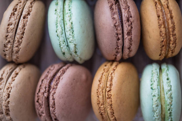 istock French macaroons close-up. Background. Sweets. Celebration. Gift. 2166742067