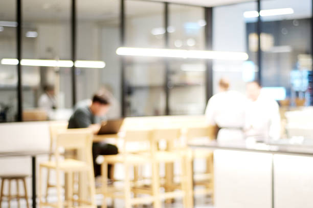 istock Blurred background, Blur restaurant store with bokeh abstract light background, Blurry coffee shop cafe counter backdrop, banner, wallpaper, poster for food and drink business mockup, template 2166743339