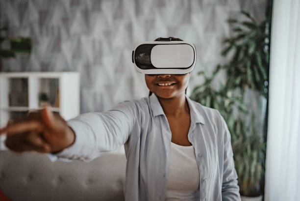 istock Close-up of person using virtual reality headset. 2166747931