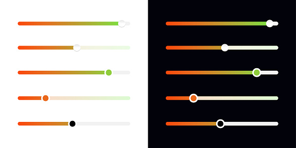 Gradient Slider Control Bar Vector Set On White And Black Background ...
