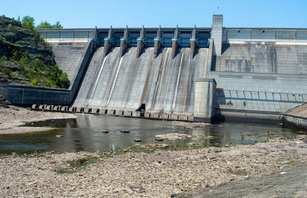 istock Beaver lake dam stands dry 2166751616