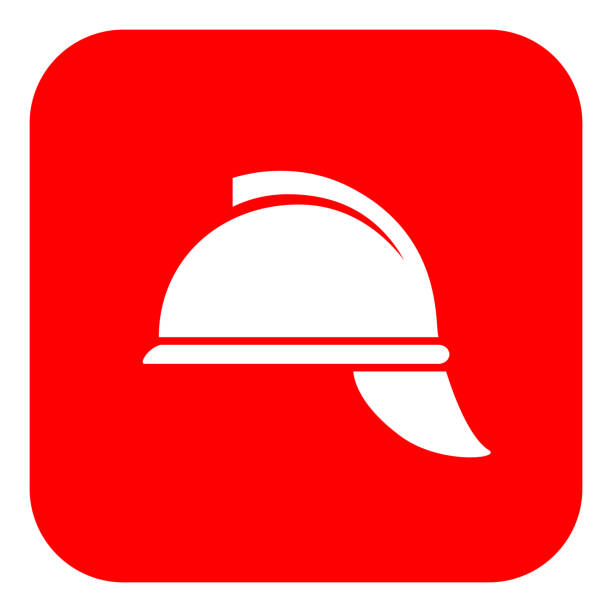 Firefighter vintage helmet vector icon Firefighter vintage helmet vector icon on white background silhouette of firefighter logo stock illustrations