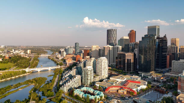 istock Aerial view of Calgary skyline on a beautiful summer sunset, Alberta - Canada 2166760459