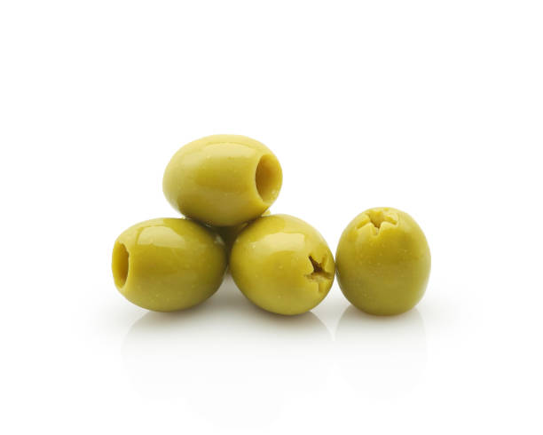 istock Green olives isolated on white 2166763646