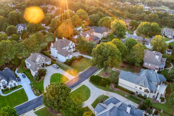 istock Panoramic view of an upscale suburb 2166765844
