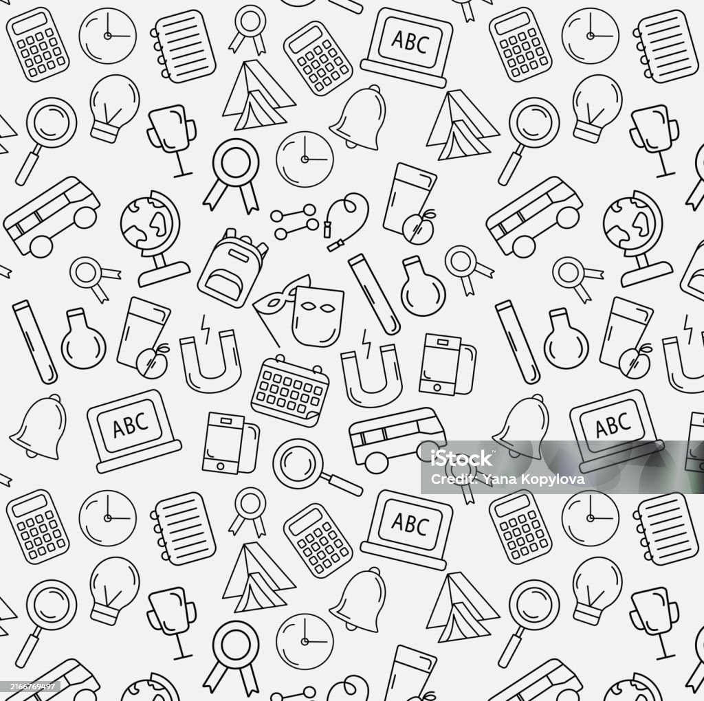 School Pattern Stock Illustration - Download Image Now - Abstract, Back ...