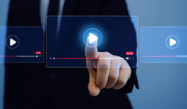 istock Watching  live stream.Live digital multimedia player.Digital online live stream window. Video streaming on internet media. 2166769727