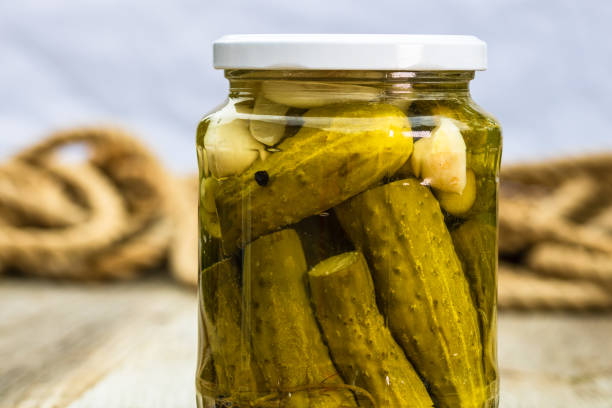 istock Canned cucumber in vinegar. Pickled cucumber 2166774999